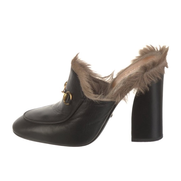 Gucci Fur Trim Mules - Picture 1 of 4